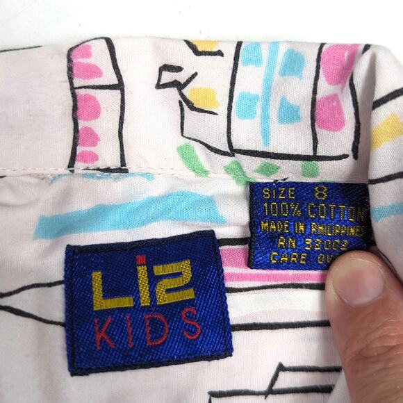 Vtg Liz Kids Shirt Boys Sz 7-8 90s Button Down City Cars All Over Print Retro - Picture 8 of 8